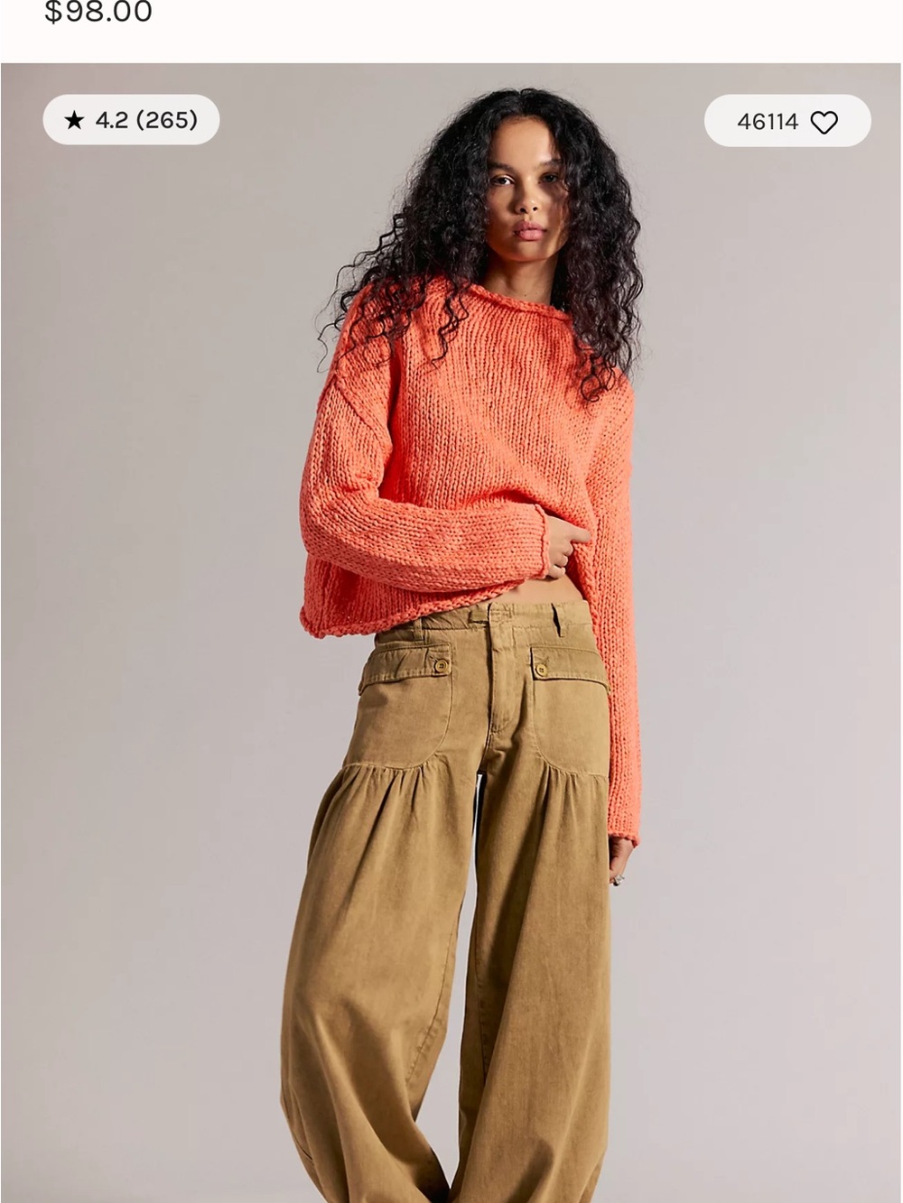 Free People Chunky Scoop-Neck Sweater in Coral 🧡🧡🧡